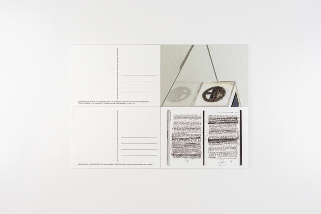 Footnotes I have never seen. A postcard book by Robin Waart with Alejandro Cesarco, Kajsa Dahlberg, Vincent Fecteau, Goda Palekaitė, Claudia de la Torre, Andrew Witkin. Photo: Ayako Nishibori. ISBN 978-90-829362-4-7