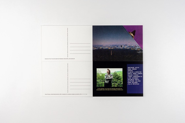 Footnotes I have never seen. A postcard book by Robin Waart with Alejandro Cesarco, Kajsa Dahlberg, Vincent Fecteau, Goda Palekaitė, Claudia de la Torre, Andrew Witkin. Photo: Ayako Nishibori. ISBN 978-90-829362-4-7